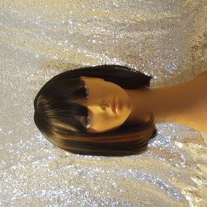 Black and brown bob wig with bangs